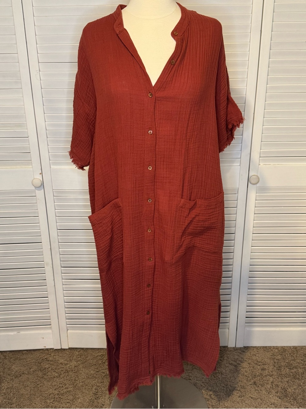 Eileen Fisher Rust-Red Gauze Top